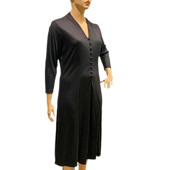 Daphne Grey Witchy Midi Dress Size A8 (14/16?) Black Button Front Goth Halloween - Picture 11 of 12